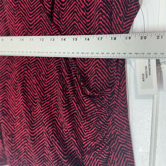 Liz Claiborne XL Sleeveless Faux Wrap Blouse Red Herringbone Geo Top NWT - Picture 5 of 8